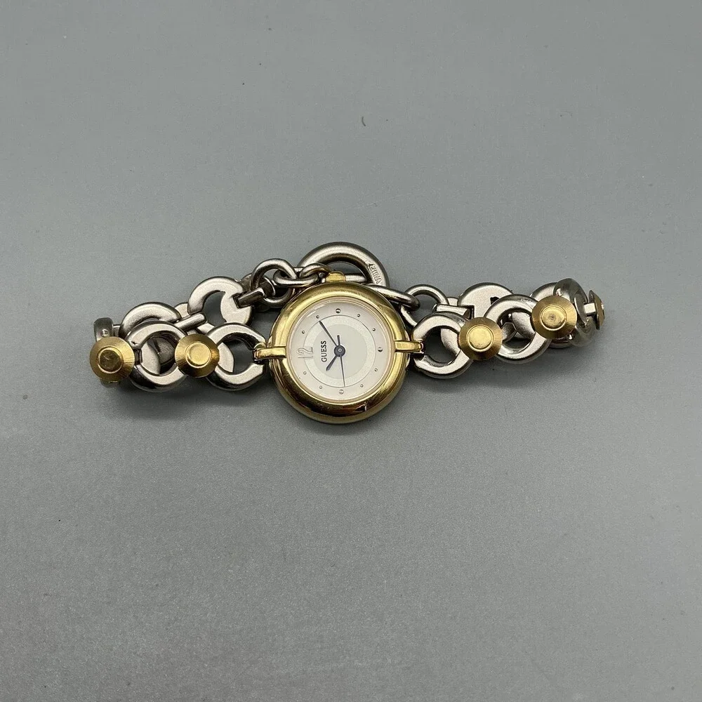 Guess Womens Watch Cream Dial Two Tone Stainless Bracelet New Battery 7